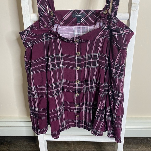 Torrid Purple Plaid Mini Challis Skirtall. Size 2. - Picture 2 of 13